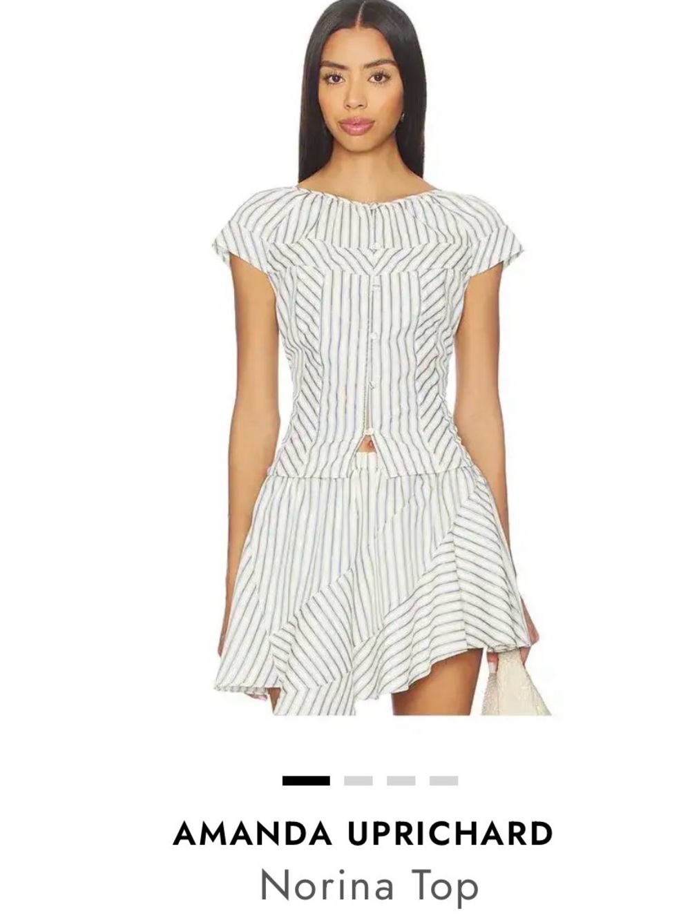 Amanda Uprichard Norina Top Striped Blouse White & Blue Medium